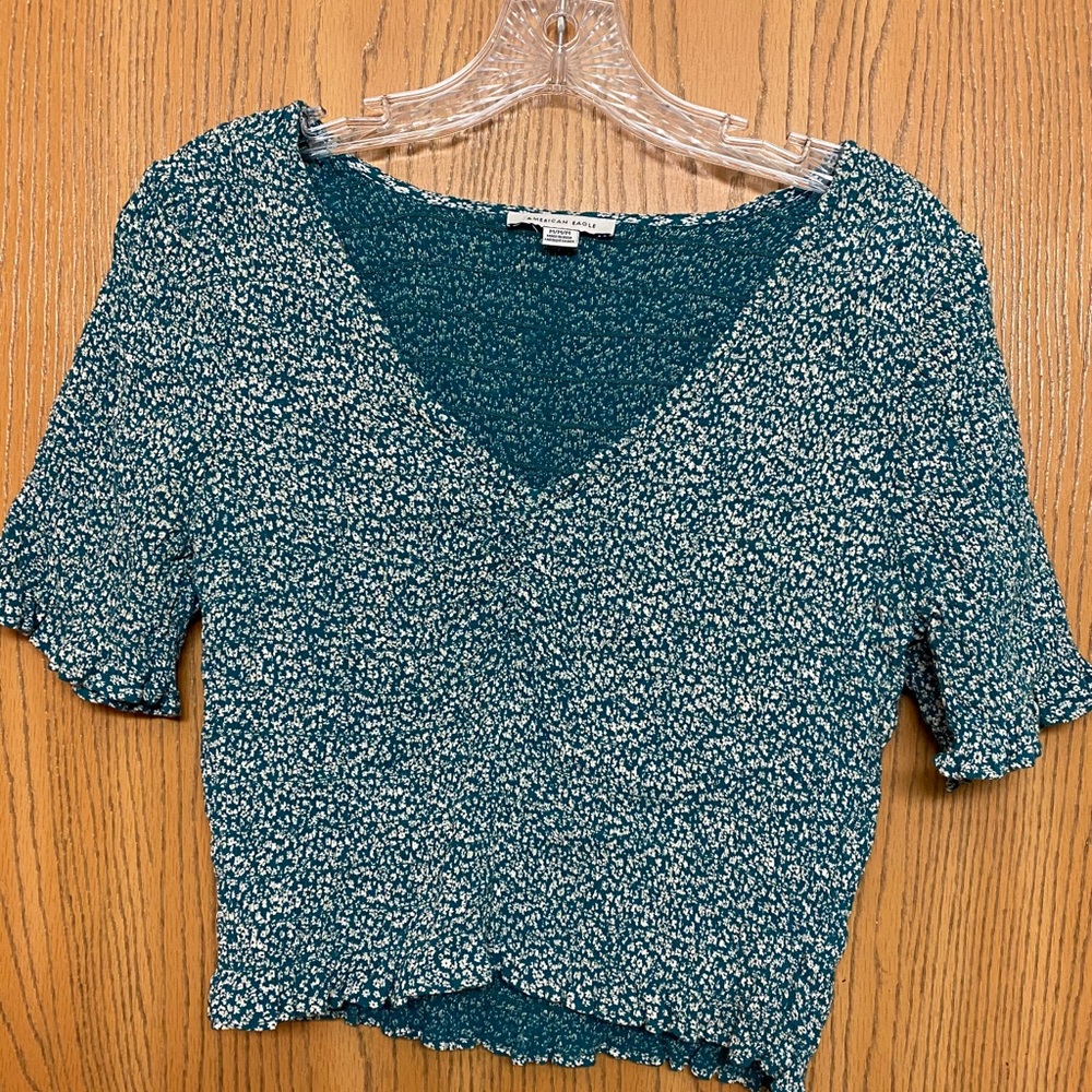 American Eagle Smocked Ruffle Top